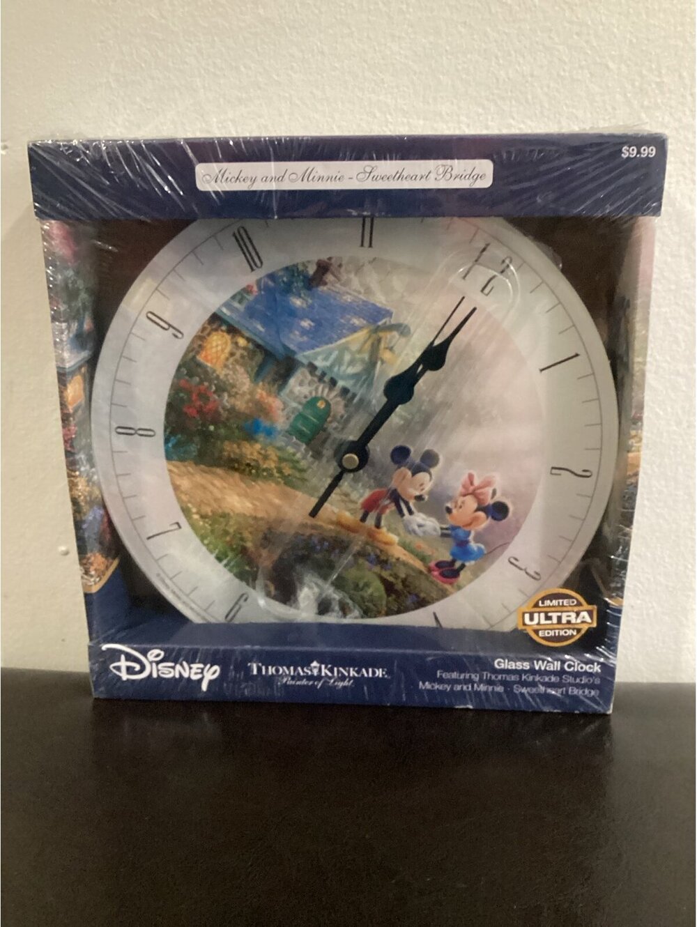 Mickey and Minnie Glass Wall clock by Thomas Kinkade